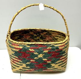 Choctaw Basket Hand Woven and Hand Cut Cane