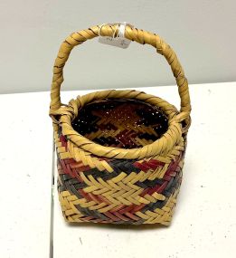 Choctaw Basket Hand Woven and Hand Cut Cane
