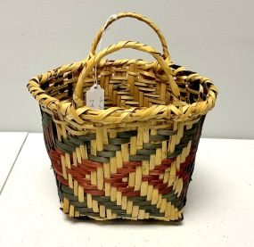 Choctaw Basket Hand Woven and Hand Cut Cane