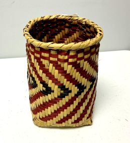 Choctaw Basket Hand Woven and Hand Cut Cane