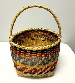 Choctaw Basket Hand Woven and Hand Cut Cane