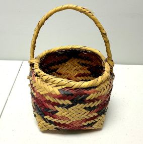 Choctaw Basket Hand Woven and Hand Cut Cane