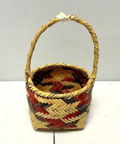 Choctaw Basket Hand Woven and Hand Cut Cane