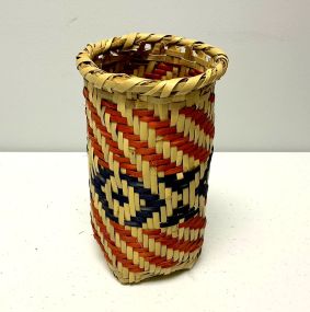 Choctaw Basket Hand Woven and Hand Cut Cane