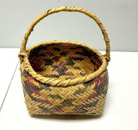 Choctaw Basket Hand Woven and Hand Cut Cane
