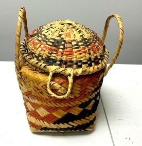 Choctaw Basket Hand Woven and Hand Cut Cane