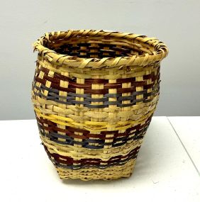 Choctaw Basket Hand Woven and Hand Cut Cane