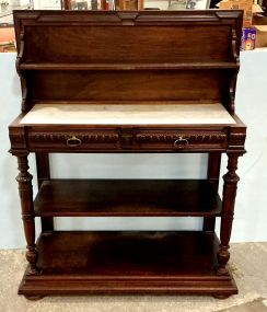 Antique French Oak Marble Lift Up Top Table 39