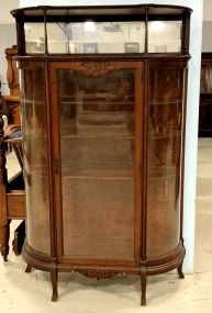 Victorian Style Mahogany Curved Glass China Cabinet
