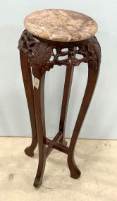 Chinese Rosewood Marble Top Plant Stand