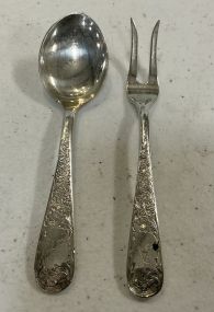 1.115 ozt Kirk Sons Old Maryland Sterling Cocktail Fork and Spoon