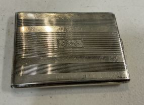 Silver Plate Monogramed Cigarette Case 4w