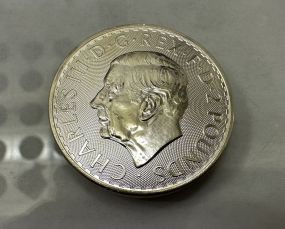 2023 British Britannia King Charles 1oz. 999 Fine Silver
