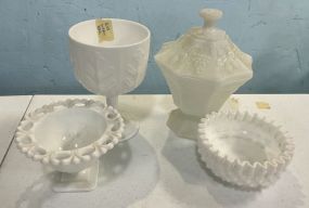 Assorted VTG Milk Glass Compote, Candy Dish, and Bowls