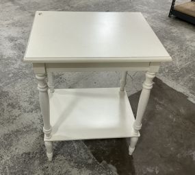Modern White Two Tier Side Table 24w 19w