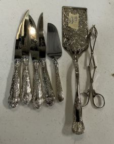 Assorted Group of Silver Plate Flatware Serving Ware