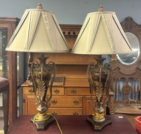 Pair of Decorative Metal Urn Lamps