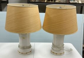 Juliska Pair of Ceramic Cylinder Lamps  23
