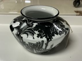 Ceramic Black silhouettes of trees Vase