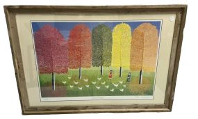 Theora Hamblett Children and Chickens Limited Edition Print