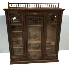 Antique Oak Bookcase Cabinet 60