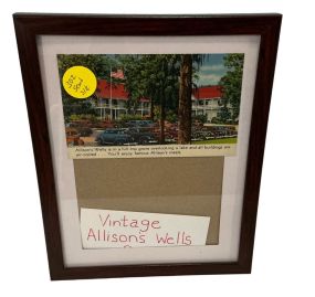 Allison's Wells 1940's Linen Color Postcard Framed