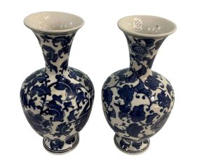 Pair of Blue and White Ceramic Vases 12