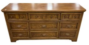 Dixie Co. Vtg Oak Triple Dresser 32