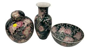 Chinese Modern Painted Flower Vases and Bowl