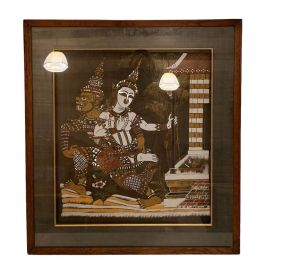 Framed 1970s Thai Painting On Silk Print 25