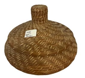Tribal Pine Straw Basket w Lid 7.5