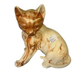 Cat Figurine made from Alabama Clay, Signed. 7