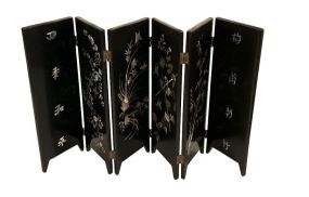 Wooden Hand Painted Foldable Asian Table Screen  24