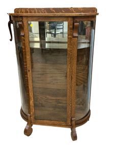 Curved Glass Oak China Cabinet 59