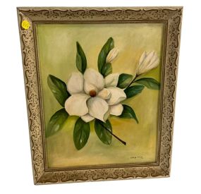 Signed Gladye Tetley Magnolia Still Life Painting