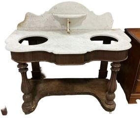 Victorian Marble Top Wash Stand with Arched Back 30