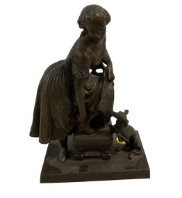 Metal Sculpture of Lady and Goat 8