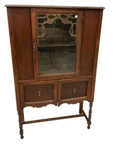 VTG Walnut Depression Era Single Door China Cabinet