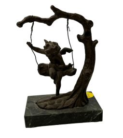 Andrea by Sadek Bronze Figurine Angel Cherub on Tree Swing 6