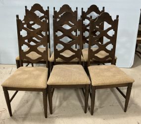 6 Mid Century High Back Dining Chairs