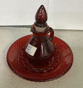 2pc Red Glass Bottle 6