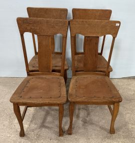 Four Oak T Back Side Chairs