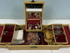 VTG Jewelry Box with Costume and Jewlery Pieces