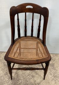 Walnut Traditional Caned Seat Side Chair