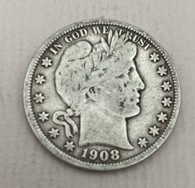 1908-D USA Barber Half Dollar