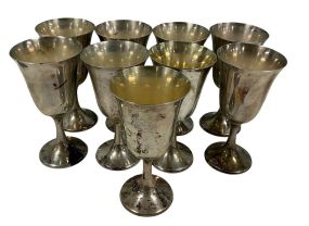 44.185 ozt Nine Manchester Silver Co. Sterling Goblets