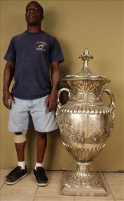 Palace size silver bronze urn with great detail