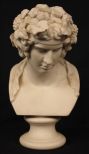 Parian bust of Greek girl, 10 in. T, 5 in. W.