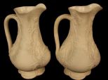 Matched pair of Parian pitchers, 10 in. T.
