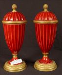 Matched pair Sevres capped urns